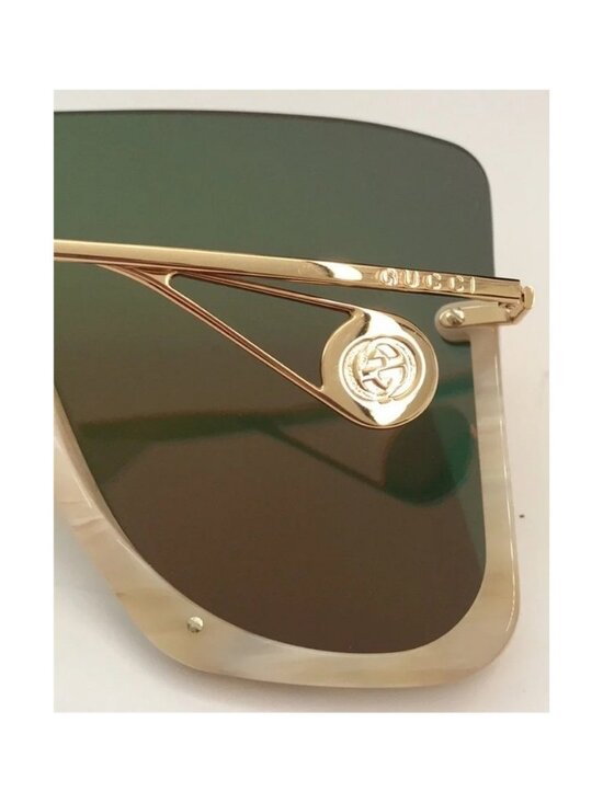 Gucci GG0540S 004 Beige Oversized Shield Sunglasses Orange Mirror main image 5